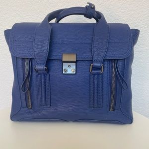 3.1 PHILLIP LIM COBALT BLUE TEXTURED LEATHER PASHLI MEDIUM SATCHEL EUC